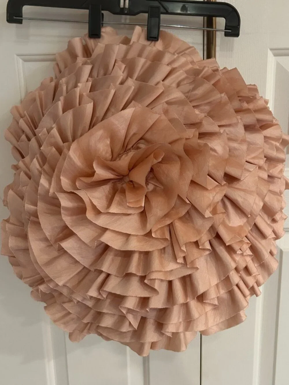 Pier 1 Pink Satin Ruffled Round Pillow 16 inches